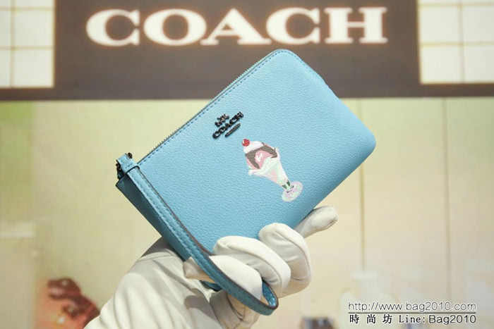 COACH蔻馳 原單 專櫃新款 28384 手挽包 白色櫻桃零錢包  Chz1301